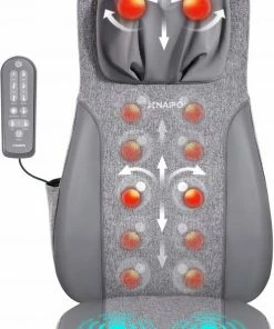 Naipo? Elektrische Massagestoel - Massagekussen - Rugmassage - Massagemat - Massageapparaat - Shiatsu Met Warmtefunctie En Vibratiemassage ? Infrarood ? Grijs -KLASVSA Verkoop 496x840