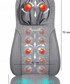 Naipo? Elektrische Massagestoel - Massagekussen - Rugmassage - Massagemat - Massageapparaat - Shiatsu Met Warmtefunctie En Vibratiemassage ? Infrarood ? Grijs - Maat S