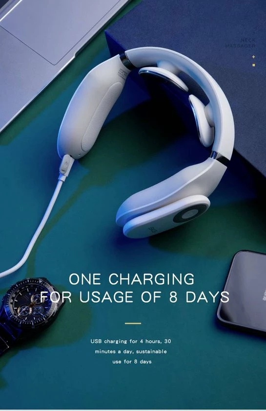 SKG | Nekmassage-apparaat | Draadloos Met Warmtefunctie En Vibratie | Spiertherapie Om Stress | Nek | Model 4356E | Wit 7 SKG | Nekmassage-apparaat | Draadloos Met Warmtefunctie En Vibratie | Spiertherapie Om Stress | Nek | Model 4356E | Wit - Afbeelding 7