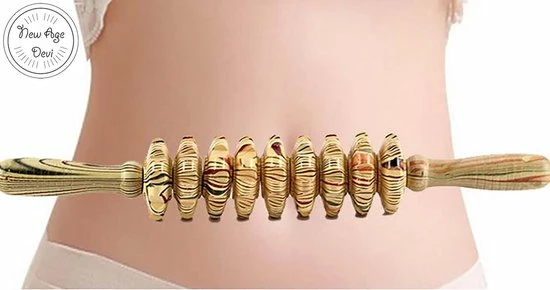 New Age Devi Massageroller - Houten Massage Roller - Bindweefselmassage - Vochtafdrijven - Massage - Massagetool - Hout 2 New Age Devi Massageroller - Houten Massage Roller - Bindweefselmassage - Vochtafdrijven - Massage - Massagetool - Hout - Afbeelding 2