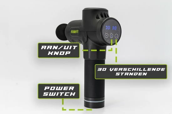 FORFIT Massage Gun - Massage Gun Professioneel - Massage Apparaat - Draadloos - 6 Opzetkoppen - 30 Standen - Inclusief Koffer 4 FORFIT Massage Gun - Massage Gun Professioneel - Massage Apparaat - Draadloos - 6 Opzetkoppen - 30 Standen - Inclusief Koffer - Afbeelding 4