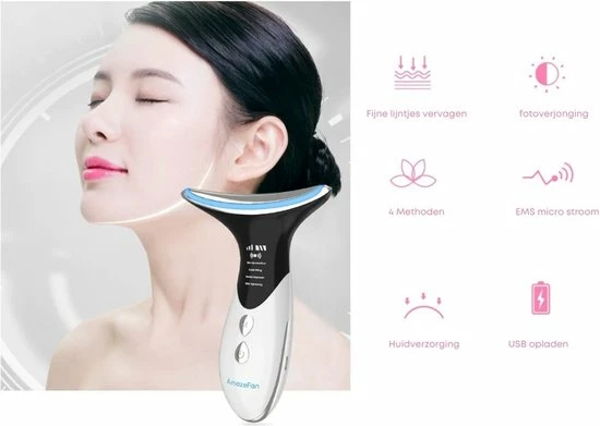 Homezie Huidverjongingsapparaat - Led Gezichtsmasker - Facelift Apparaat - Anti Rimpel - Gezichtsmassage - Nekmassage 1 Homezie Huidverjongingsapparaat - Led Gezichtsmasker - Facelift Apparaat - Anti Rimpel - Gezichtsmassage - Nekmassage