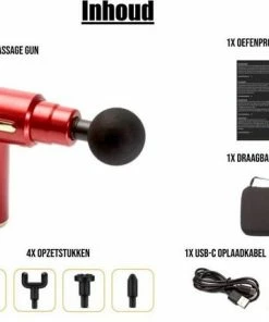 Naxo Massage Gun (Rood) - Massage Gun - Massageapparaat - Massageapparaten - Sport & Relax Massage - Percussietherapie - Vibratiemassage - Spiermassage - Zelfmassage - Toepassende Kopstukken - Incl. Draagbare Case - Incl. Oefenprogramma -KLASVSA Verkoop 550x429 7