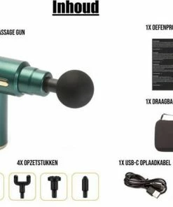 Naxo Massage Gun (Groen) - Massage Gun - Massageapparaat - Massageapparaten - Sport & Relax Massage - Percussietherapie - Vibratiemassage - Spiermassage - Zelfmassage - Toepassende Kopstukken - Incl. Draagbare Case - Incl. Oefenprogramma -KLASVSA Verkoop 550x430