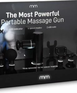 MikaMax Mini Massage Gun - Portable Spiermassage Apparaat - Massage Pistool - 2400 MAh - Bevorderd Spierherstel/Bloedsomloop - Gelijkwaardig Vermogen Als 'Grote' Massageapparaten - Draagbaar - 4 Standen - Incl. 4 Opzetstukken - Zwart -KLASVSA Verkoop 550x449 3