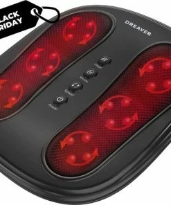 Dreaver Voetmassage Apparaat - 24 Shiatsu Massagekoppen - Infrarood Warmte Stand - Zwart