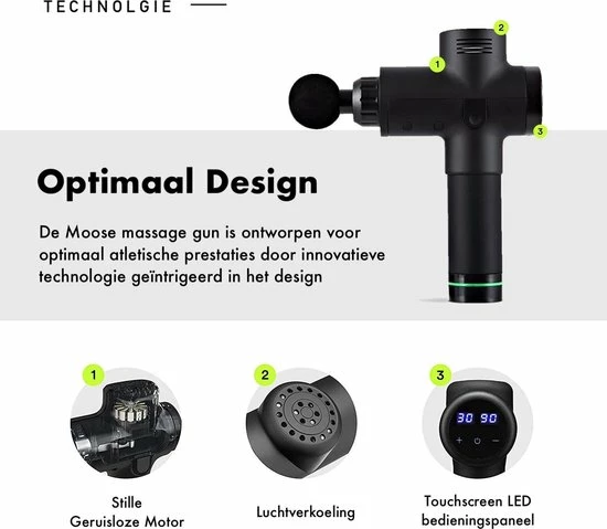 Moose - Massage Gun - Massage Gun Professioneel - Massage Gun Stil - Massage Gun Draadloos - Theragun - Massage Pistool 3 Moose - Massage Gun - Massage Gun Professioneel - Massage Gun Stil - Massage Gun Draadloos - Theragun - Massage Pistool - Afbeelding 3