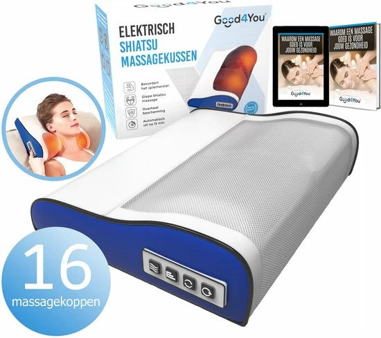 Good4You Elektrisch Shiatsu Massagekussen - Massageapparaat - Nek/Schouders/Rug/Benen/Buik/Voeten 1 Good4You Elektrisch Shiatsu Massagekussen - Massageapparaat - Nek/Schouders/Rug/Benen/Buik/Voeten
