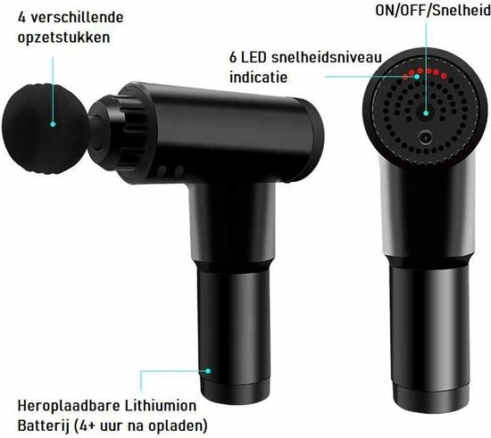 Qualitech Massage Gun - Theragun - Hypervolt - Relax And Massage - Spierherstel - Massageapparaat - Draadloos En Oplaadbaar ? Ontspan En Verzorg Spieren ? Spierontspanner ? Geschikt Voor Herstel ? 4 Massagekoppen Met 6 Standen 3 Qualitech Massage Gun - Theragun - Hypervolt - Relax And Massage - Spierherstel - Massageapparaat - Draadloos En Oplaadbaar ? Ontspan En Verzorg Spieren ? Spierontspanner ? Geschikt Voor Herstel ? 4 Massagekoppen Met 6 Standen - Afbeelding 3