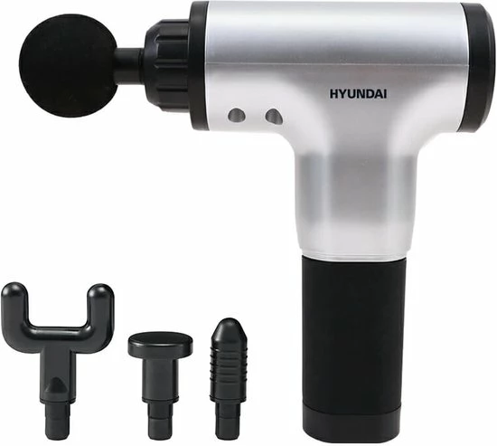Hyundai – Massage Gun - Massage Apparaat Met 4 Opzetstukken – Zilver 1 Hyundai – Massage Gun - Massage Apparaat Met 4 Opzetstukken – Zilver