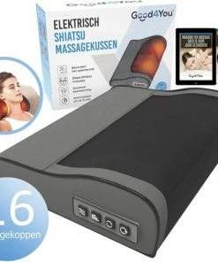 Good4You Elektrisch Shiatsu Massagekussen - Massageapparaat - Nek/Schouders/Rug/Benen/Buik/Voeten - Grijs En Zwart