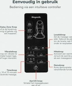 LifeGoods Massagekussen - Shiatsu - Stoel Voor Rug - Infrarood ? Zwart -KLASVSA Verkoop 550x499 1