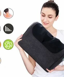 Jinkairui 8D Massage Kussen Zwart - Nek Massage Apparaat - Rug Massage - Warmte Massage - Multifunctioneel - Auto Oplader - Slimme Technologie - Elektrische Massage - Infrarood Verwarming - Ontspanning - Cervicale Gezondheid -