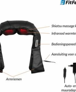 FitFever Massagekussen - Shiatsu - Nek, Rug En Schouders - Massage Apparaat - Zwart -KLASVSA Verkoop 550x512 6