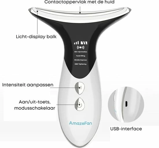 Homezie Huidverjongingsapparaat - Led Gezichtsmasker - Facelift Apparaat - Anti Rimpel - Gezichtsmassage - Nekmassage 3 Homezie Huidverjongingsapparaat - Led Gezichtsmasker - Facelift Apparaat - Anti Rimpel - Gezichtsmassage - Nekmassage - Afbeelding 3