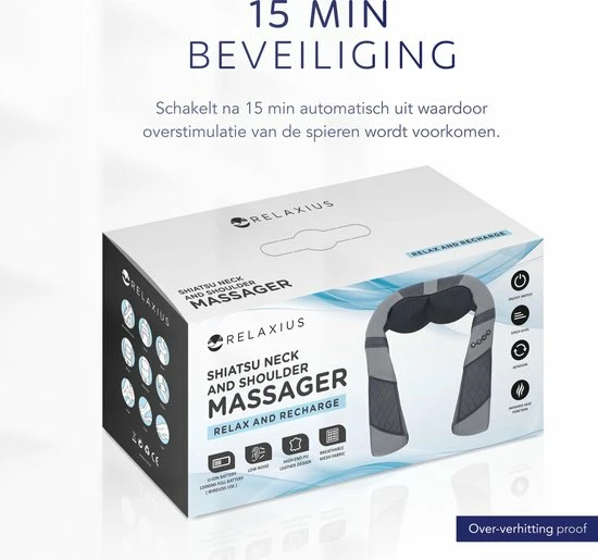 Relaxius? Massagekussen - Draadloos - Shiatsu Massagekussen - Nekmassage - Infrarood Warmtefunctie - 3 Intensiteitsstanden 9 Relaxius? Massagekussen - Draadloos - Shiatsu Massagekussen - Nekmassage - Infrarood Warmtefunctie - 3 Intensiteitsstanden - Afbeelding 9