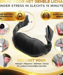 FAMBZ Sensational Shiatsu Massage Kussen Draadloos ( Zwart ) - 3 Snelheden Met Infrarood Warmtefunctie - Elektrisch Massagekussen - Nekmassage Apparaat - -KLASVSA Verkoop 550x517 3