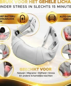FAMBZ Sensational Shiatsu Massage Kussen Draadloos ( Grijs ) - 3 Snelheden Met Infrarood Warmtefunctie - Elektrisch Massagekussen - Nekmassage Apparaat - -KLASVSA Verkoop 550x517 4
