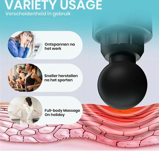 TibaGoods Massage Gun - Klop En Compressie - Massage Apparaten - 30 Standen - Inclusief Reistas - 1 Jaar Garantie - Moederdag 6 TibaGoods Massage Gun - Klop En Compressie - Massage Apparaten - 30 Standen - Inclusief Reistas - 1 Jaar Garantie - Moederdag - Afbeelding 6