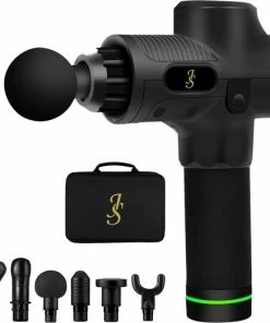 JS Massage Gun - Sport En Relax Massage – Professioneel - Lichaamsmassage - Been Massage - Nek Massage - Rug Massage - Massageapparaat - 6 Verschillende Opzetstukken - Sportproducten