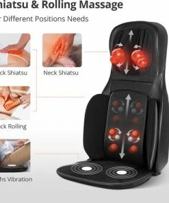 Binecer MP1.2 Shiatsu Massagestoel Met Massagekussen ? Massage Stoel Met Rollende Kneedmassage ? Instelbare Warmtefunctie ? Met Nekmassage, Rugmassage - Zwart -KLASVSA Verkoop 550x523 21