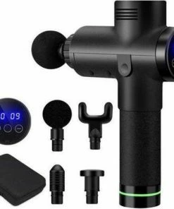 Merkloos Massage Gun - Massage Apparaten - Fitness - Sport - Massage - 30 Standen - 6 Kopstukken - Inclusief Reistas - Zwart