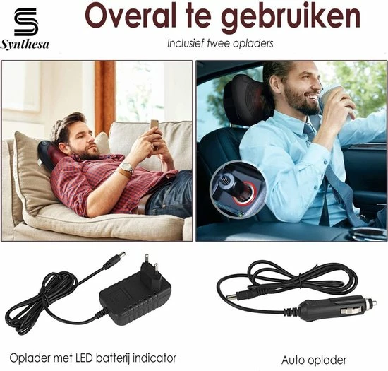 Draadloos Massagekussen met Warmtefunctie - Incl. Autolader - Nekmassage apparaat - Shiatsu Massage Synthesa Draadloos Massagekussen Met Warmtefunctie - Incl. Autolader - Nekmassage Apparaat - Shiatsu Massage -KLASVSA Verkoop 550x525 10