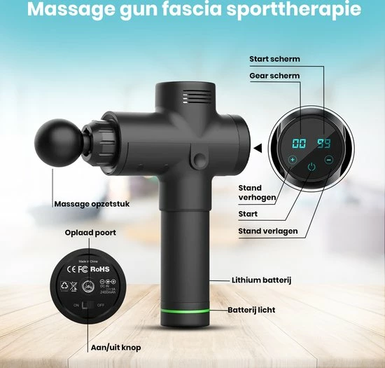 TibaGoods Massage Gun - Klop En Compressie - Massage Apparaten - 30 Standen - Inclusief Reistas - 1 Jaar Garantie - Moederdag 2 TibaGoods Massage Gun - Klop En Compressie - Massage Apparaten - 30 Standen - Inclusief Reistas - 1 Jaar Garantie - Moederdag - Afbeelding 2