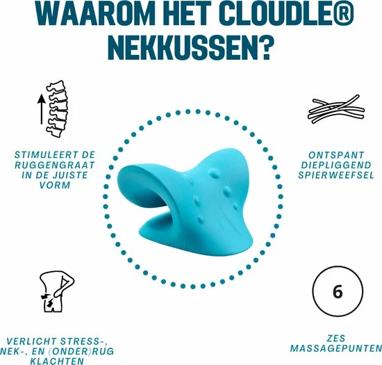 CLOUDLE Nekkussen - Massagekussen - Nekstretcher - Nekmassage Apparaat - Hoofdkussen Tegen Nekklachten - Shiatsu Massagekussen - Met Gratis E-book 2 CLOUDLE Nekkussen - Massagekussen - Nekstretcher - Nekmassage Apparaat - Hoofdkussen Tegen Nekklachten - Shiatsu Massagekussen - Met Gratis E-book - Afbeelding 2