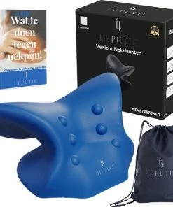 Leputie Massagekussen - Nekstretcher - Nekmassage Apparaat - Nekkussen - Neckstretcher Voor Nek- En Rugklachten - Incl. E-Book - Blauw - Black Friday 2022