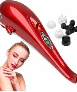 3S Com SScommerce - Spinsam 4-In-1 Massage Apparaat - Massage Gun - Sport Massage - Gehele Lichaam - Professioneel - Hypervolt - Dolfijn - Rood