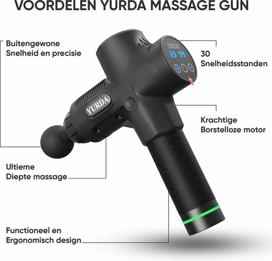 YURDA Professionele Massage Gun 30 Standen - Massage Apparaat - 6 Opzetstukken - Zwart 4 YURDA Professionele Massage Gun 30 Standen - Massage Apparaat - 6 Opzetstukken - Zwart - Afbeelding 4