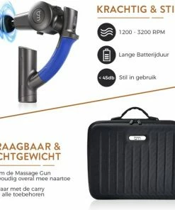 Bluemay Massage Gun - Massageapparaat - 5 Instelbare Hoeken - 6 Massagekoppen - Carry Case -KLASVSA Verkoop 550x529 13
