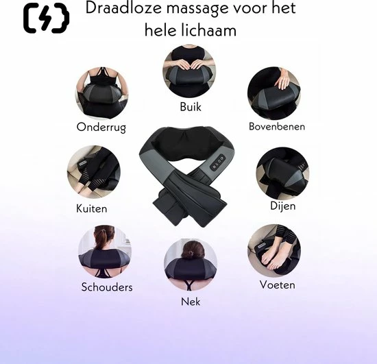 SPOMAREX. SPOMAREX - Draadloos Massagekussen - Shiatsu Massage - Incl. Draadloze Koptelefoon - Drukpunt Massage - Draadloos Te Gebruiken - Zwart/grijs - Massage Kussen 4 SPOMAREX. SPOMAREX - Draadloos Massagekussen - Shiatsu Massage - Incl. Draadloze Koptelefoon - Drukpunt Massage - Draadloos Te Gebruiken - Zwart/grijs - Massage Kussen - Afbeelding 4