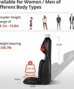 Binecer MP1.2 Shiatsu Massagestoel Met Massagekussen ? Massage Stoel Met Rollende Kneedmassage ? Instelbare Warmtefunctie ? Met Nekmassage, Rugmassage - Zwart -KLASVSA Verkoop 550x531 16