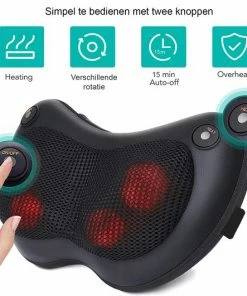 Loayz - Elektrisch Shiatsu Massagekussen - Met Warmte Functie En Stoelgesp - Zwart 4 Loayz - Elektrisch Shiatsu Massagekussen - Met Warmte Functie En Stoelgesp - Zwart -KLASVSA Verkoop 550x531
