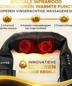 FAMBZ Sensational Shiatsu Massage Kussen Draadloos ( Zwart ) - 3 Snelheden Met Infrarood Warmtefunctie - Elektrisch Massagekussen - Nekmassage Apparaat - -KLASVSA Verkoop 550x531 5