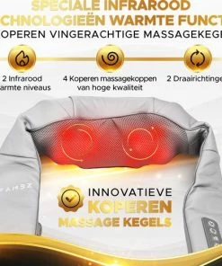 FAMBZ Sensational Shiatsu Massage Kussen Draadloos ( Grijs ) - 3 Snelheden Met Infrarood Warmtefunctie - Elektrisch Massagekussen - Nekmassage Apparaat - -KLASVSA Verkoop 550x531 7