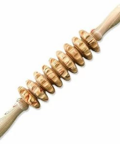 WiseGoods Premium Houten Massage Roller Tool - Bindweefselmassages - Anti Cellulite - Massageapparaten - Relax - 9 Wielen - 38cm