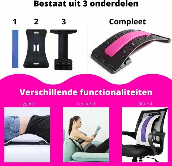 EarKings Backstretcher Massage Apparaat Met Zachte Massage Pads - Verstelbare Rugstretcher Voor Optimale Ontspanning - Roze 7 EarKings Backstretcher Massage Apparaat Met Zachte Massage Pads - Verstelbare Rugstretcher Voor Optimale Ontspanning - Roze - Afbeelding 7