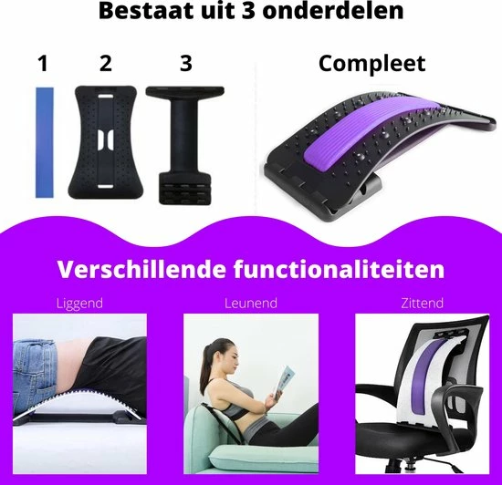 EarKings Backstretcher Massage Apparaat Met Zachte Massage Pads - Verstelbare Rugstretcher Voor Optimale Ontspanning - Paars 9 EarKings Backstretcher Massage Apparaat Met Zachte Massage Pads - Verstelbare Rugstretcher Voor Optimale Ontspanning - Paars - Afbeelding 9