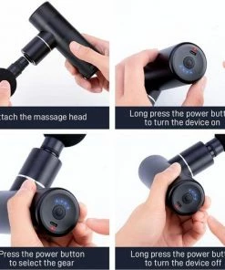 MikaMax Mini Massage Gun - Portable Spiermassage Apparaat - Massage Pistool - 2400 MAh - Bevorderd Spierherstel/Bloedsomloop - Gelijkwaardig Vermogen Als 'Grote' Massageapparaten - Draagbaar - 4 Standen - Incl. 4 Opzetstukken - Zwart -KLASVSA Verkoop 550x535 17