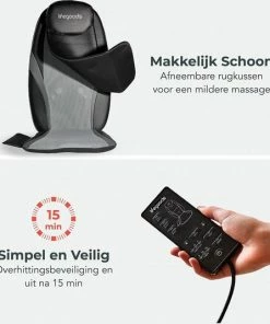 LifeGoods Massagekussen - Shiatsu - Stoel Voor Rug - Infrarood ? Zwart -KLASVSA Verkoop 550x535 5