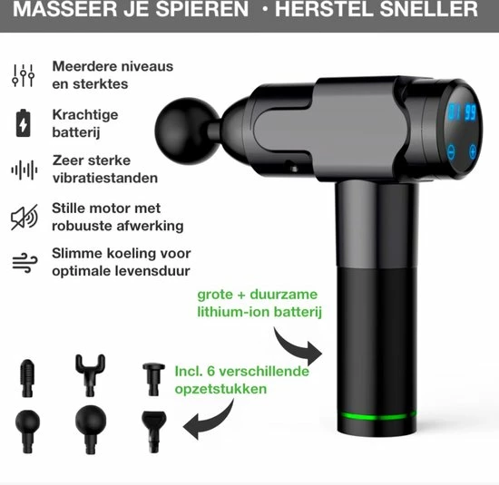 Scandinavian Collection Massage Gun 2.0 - Intense Nek En Rug Massage - Sport En Relax Massage - Professioneel- Inclusief Koffer - Massage Apparaat - 6 Standen - Massage Gun 2.0 7 Scandinavian Collection Massage Gun 2.0 - Intense Nek En Rug Massage - Sport En Relax Massage - Professioneel- Inclusief Koffer - Massage Apparaat - 6 Standen - Massage Gun 2.0 - Afbeelding 7