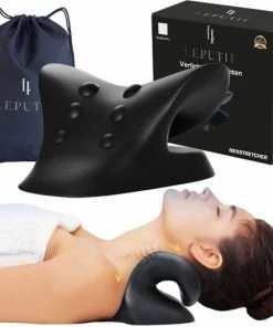 Leputie Massagekussen - Nekstretcher - Nekmassage Apparaat - Nekkussen - Voor Nek- En Rugklachten - Zwart - Incl. E-Book - Black Friday 2022
