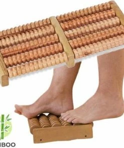 Decopatent? Dubbele Voetroller Voetmassage Apparaat - Betere Bloedsomloop In 2 Voeten - Bamboe - Voet Massage Voetroller 2 Voeten