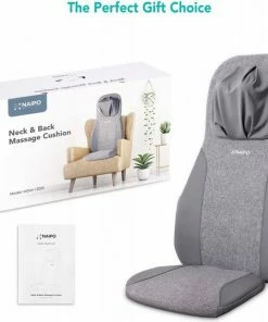 Naipo? Elektrische Massagestoel - Massagekussen - Rugmassage - Massagemat - Massageapparaat - Shiatsu Met Warmtefunctie En Vibratiemassage ? Infrarood ? Grijs -KLASVSA Verkoop 550x541 1