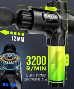 Topylife® Massage Gun - Massage Apparaat - Professioneel En Krachtig Massage Gun - Inclusief Massage Ballen En Opzetstukken - Snel En Effectief Spierherstel - Ontspan En Relax Met Deze Massage Pistool - Ideale Spierstimulator -KLASVSA Verkoop 550x543 2