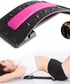 EarKings Backstretcher Massage Apparaat Met Zachte Massage Pads - Verstelbare Rugstretcher Voor Optimale Ontspanning - Roze