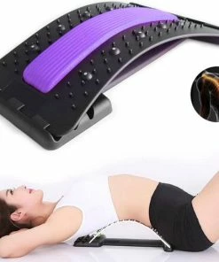 EarKings Backstretcher Massage Apparaat Met Zachte Massage Pads - Verstelbare Rugstretcher Voor Optimale Ontspanning - Paars